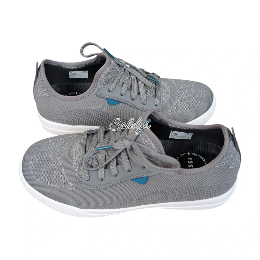 Vessi Weekend Womens 9 Concrete Grey White Waterproof Dyma-Tex Knit Sneaker